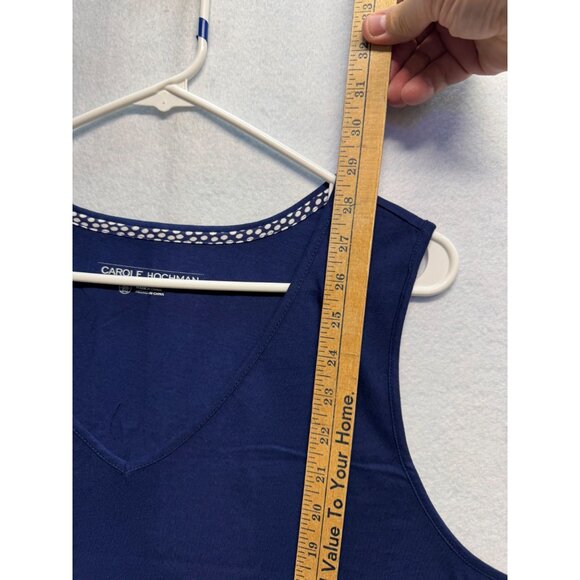 Carole Hochman Womens Plus Size XL Sleeveless Navy Blue V-Neck Tank Top - Picture 5 of 7
